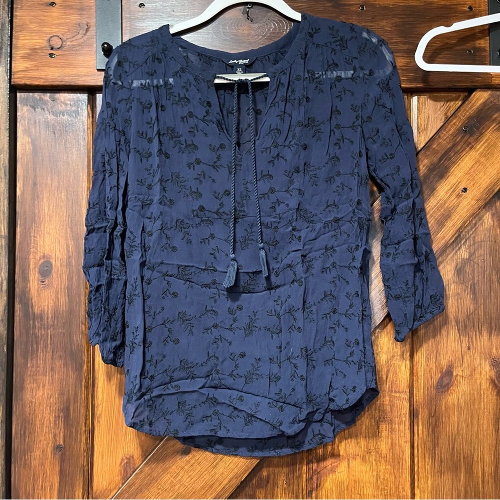 Lucky Brand floral embroidered blouse